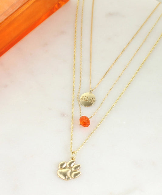 Tigers Matte Gold Trio Necklace