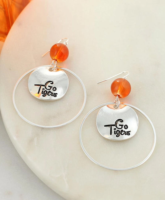 Go Tigers Disc Earrings