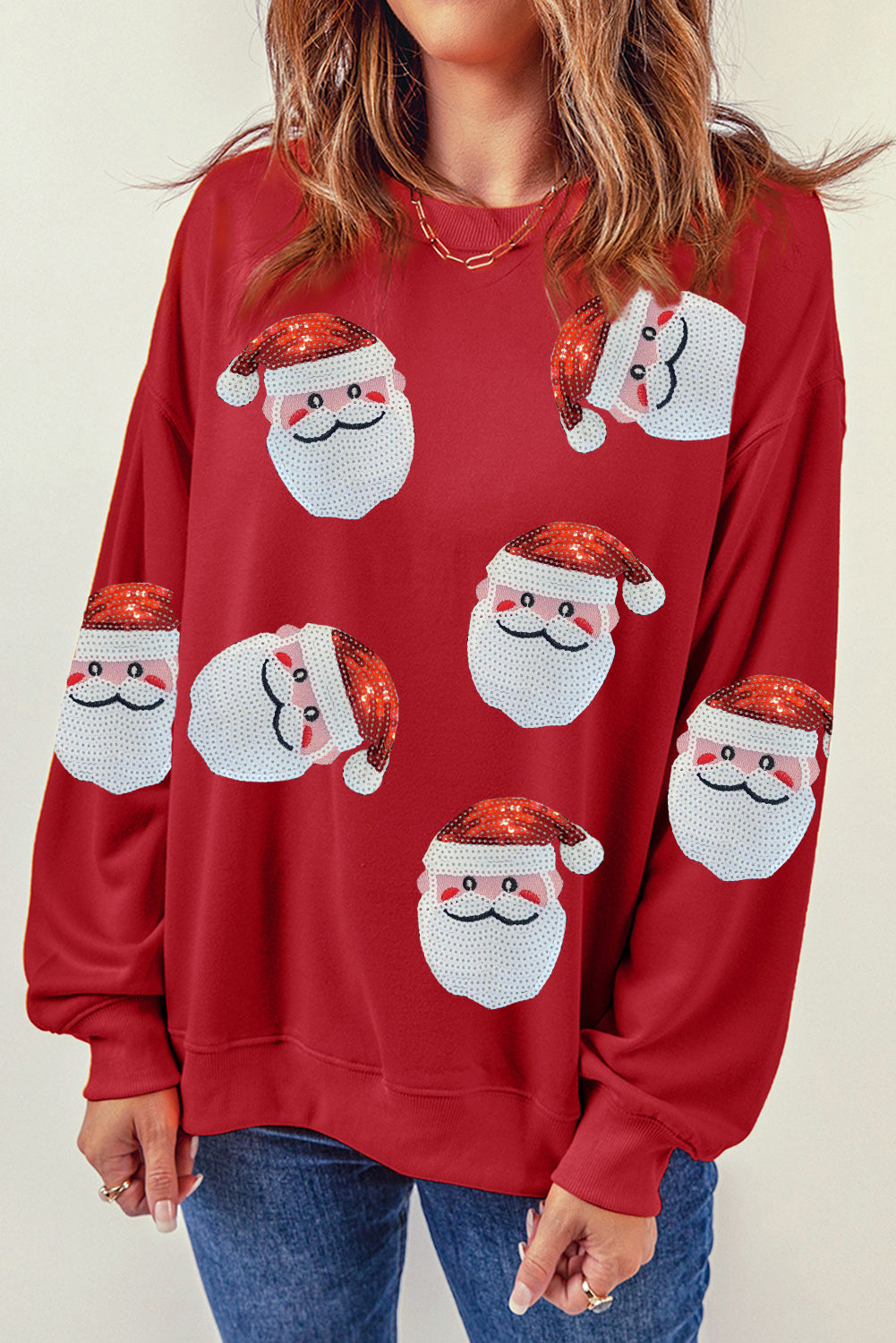 Santa Claus Sequin Sweatshirt (multiple colors)