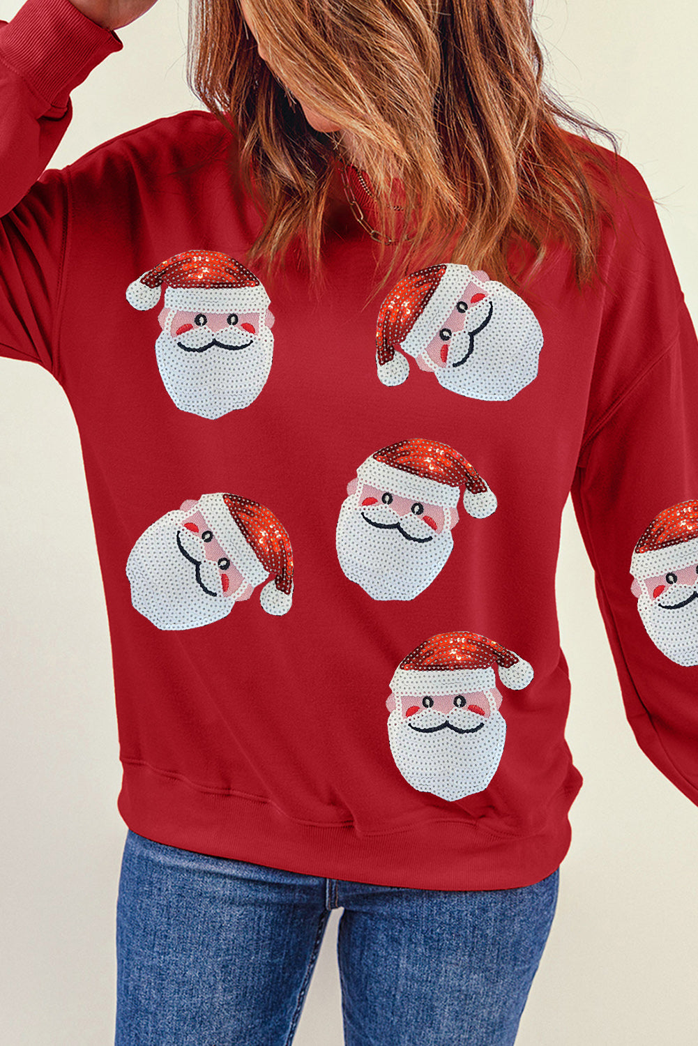 Santa Claus Sequin Sweatshirt (multiple colors)