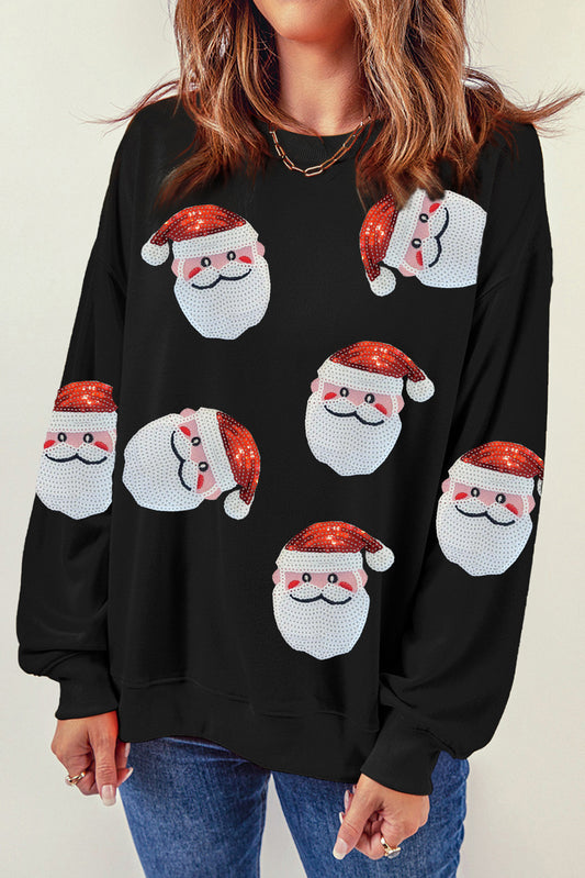 Santa Claus Sequin Sweatshirt (multiple colors)