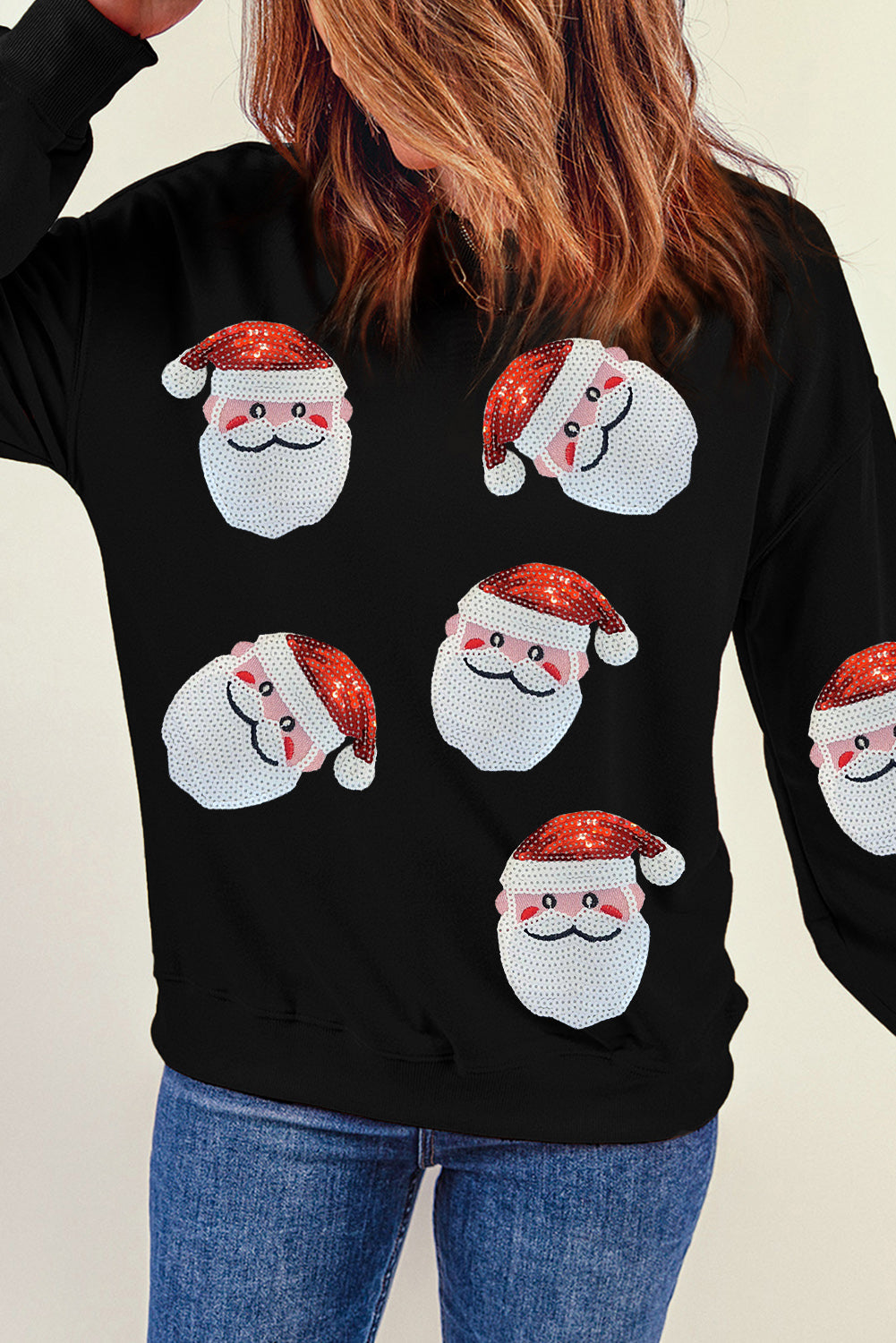 Santa Claus Sequin Sweatshirt (multiple colors)