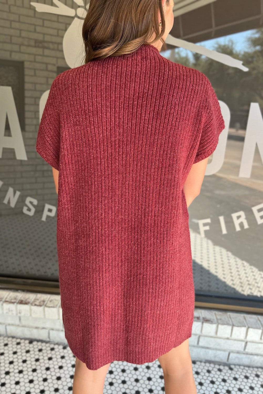 Ribbed Knit Short Sleeve Sweater Dress (multiple colors)