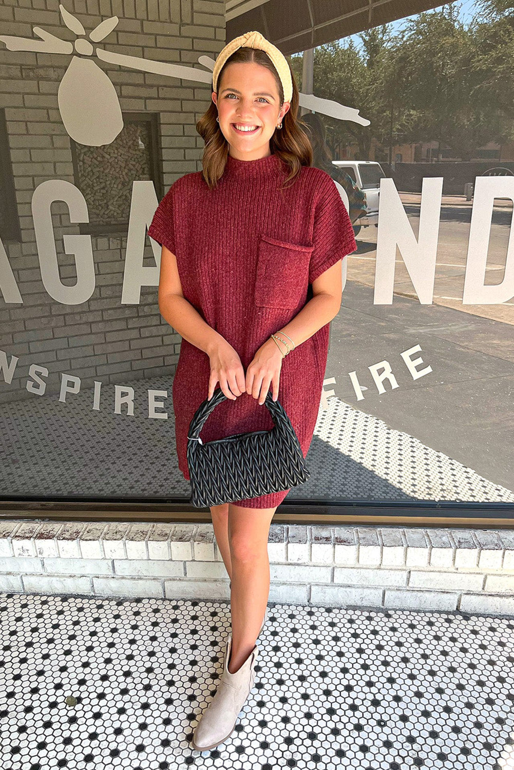 Ribbed Knit Short Sleeve Sweater Dress (multiple colors) – Goose Creek Boutique Printing Co