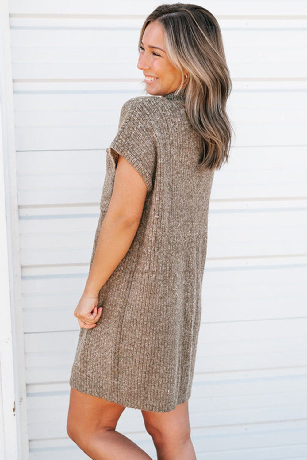 Ribbed Knit Short Sleeve Sweater Dress (multiple colors) Ribbed Knit Short Sleeve Sweater Dress (multiple colors)