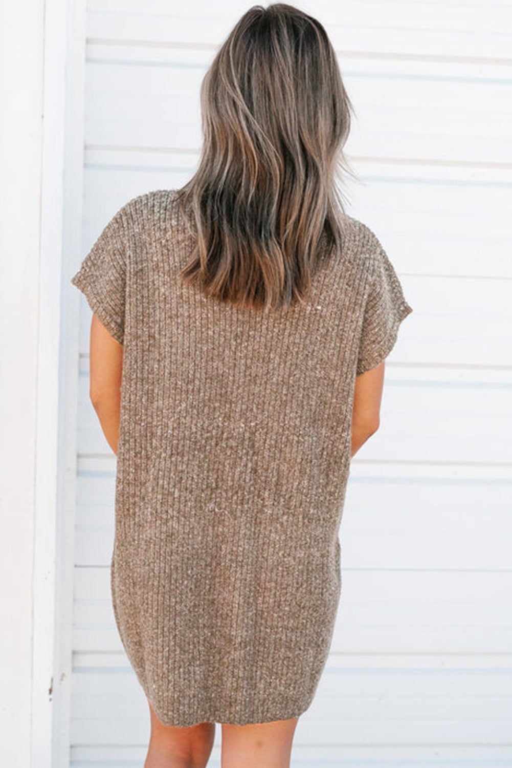 Ribbed Knit Short Sleeve Sweater Dress (multiple colors)