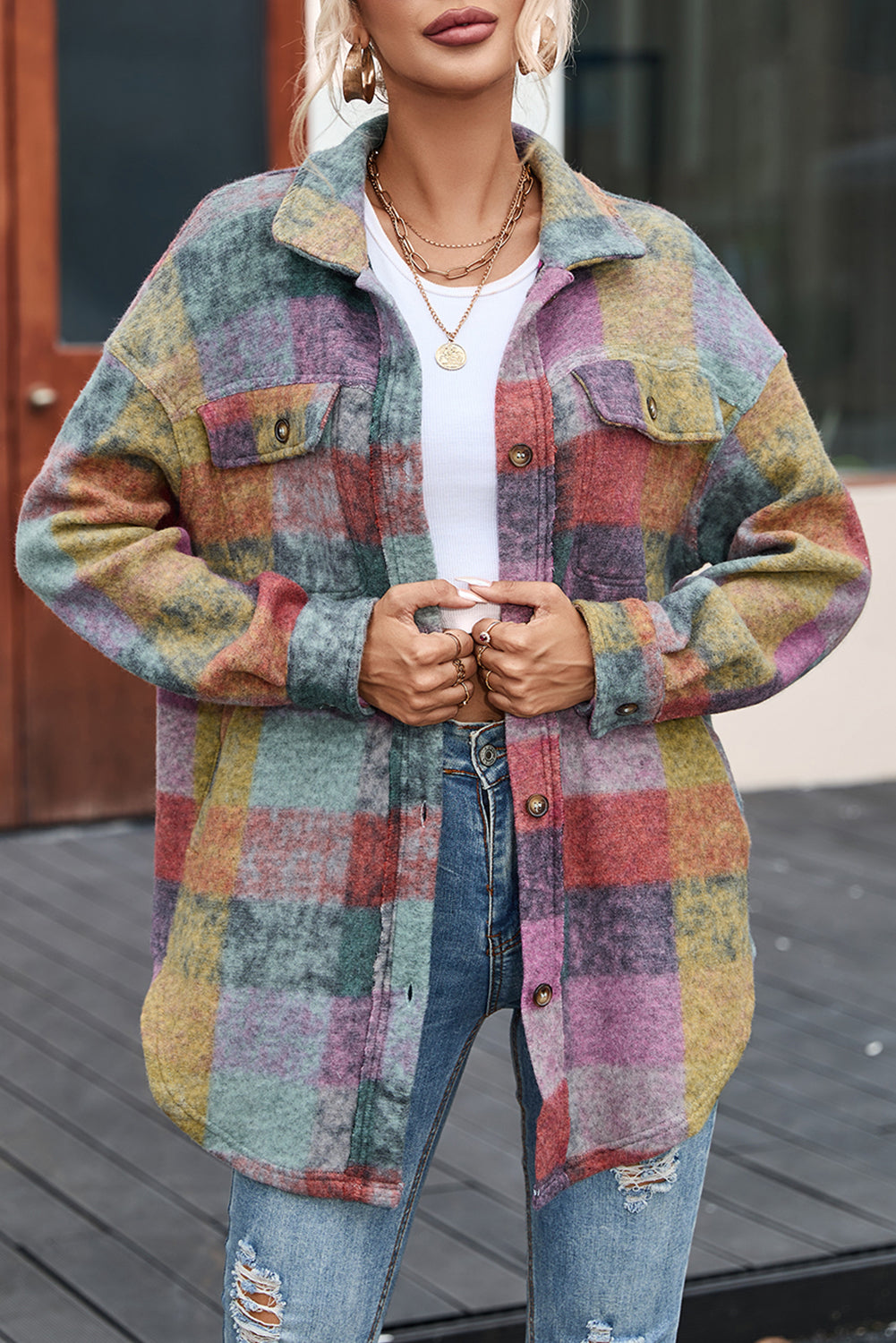 Plaid Multicolor Oversized Shacket Goose Creek Boutique Printing Co