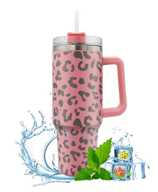 Light Pink Leopard Stainless Steel Double Wall Insulated Cup - 40oz