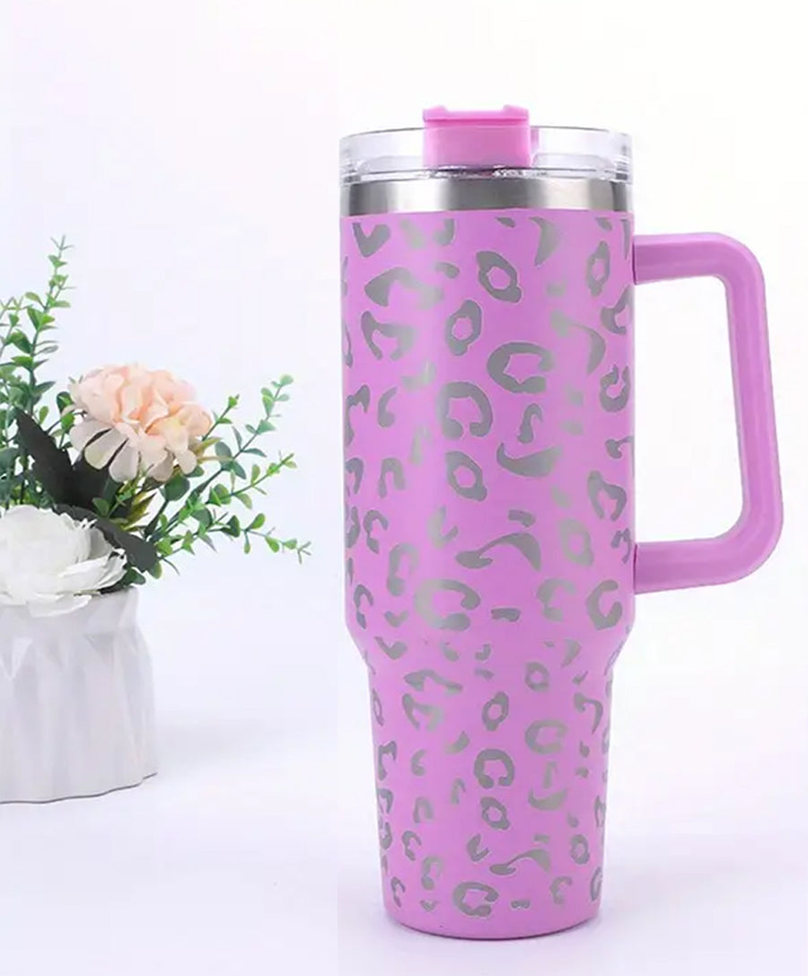 Light Purple Leopard Stainless Steel Double Wall Insulated Cup - 40oz