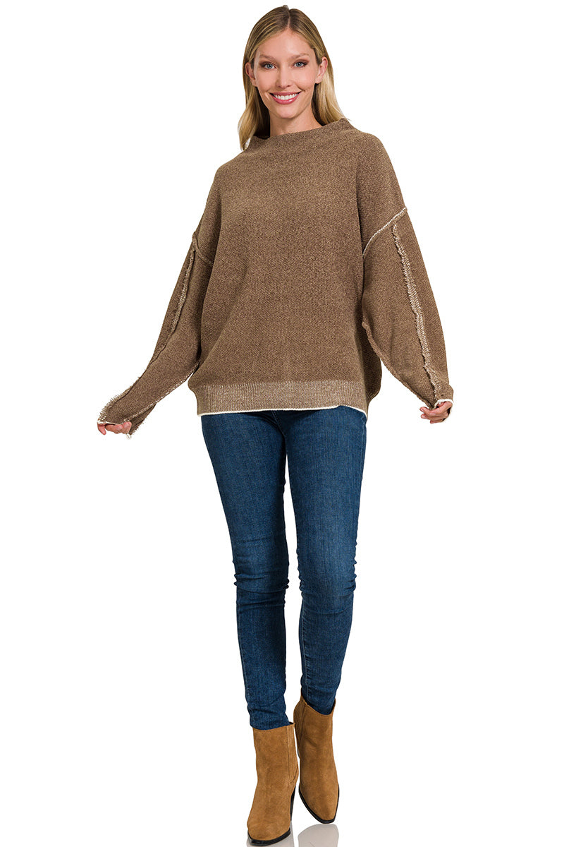 Oversized Raw Seam Chenille Sweater