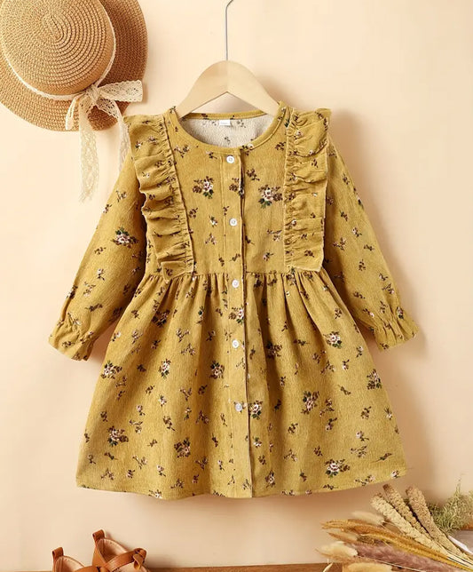 Vintage Mustard Floral Dress