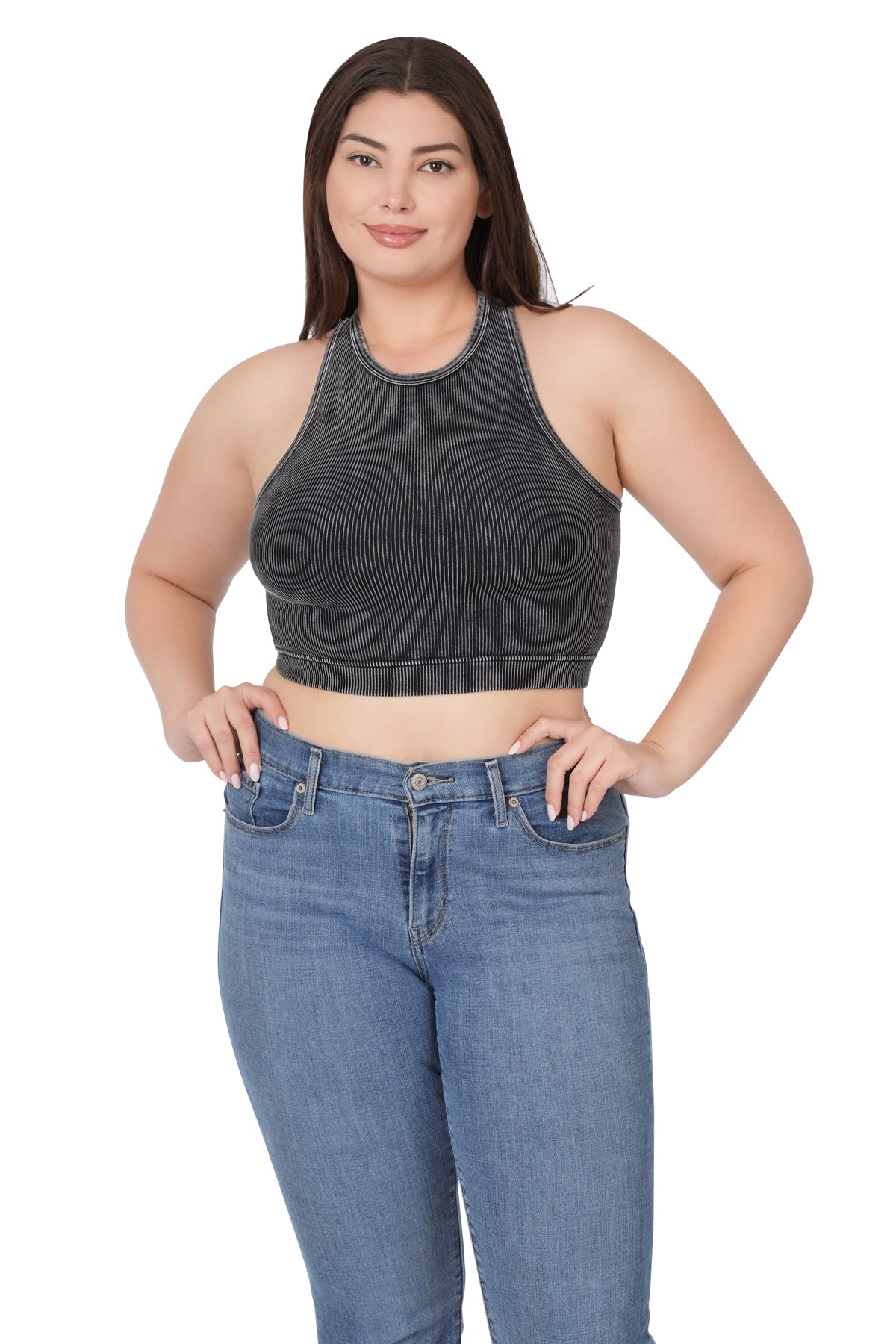 Plus Size Acid Washed Ribbed Cropped Tank Top – Goose Creek Boutique ...