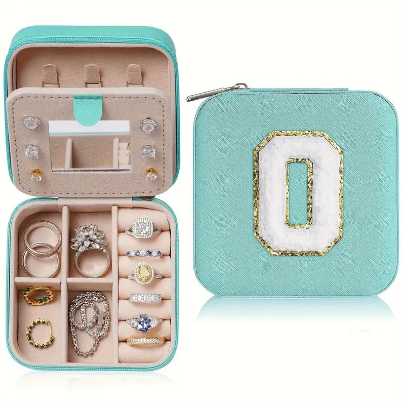 Chenille Letter Mini Travel Jewelry Box