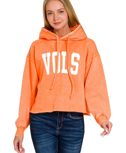 Vols Acid Washed Cropped Hoodie