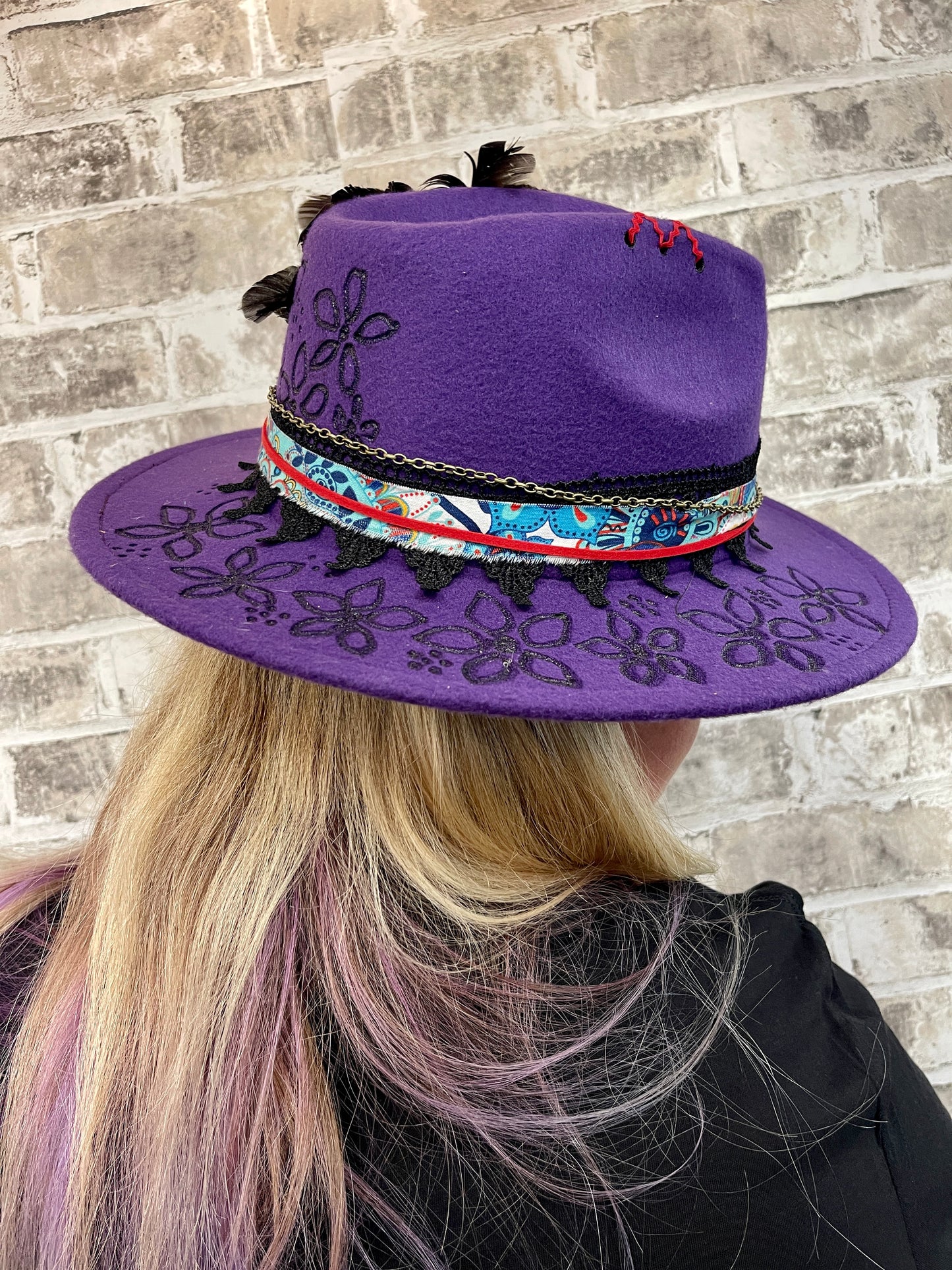 Purple Wide Brim Western Fedoras Hats