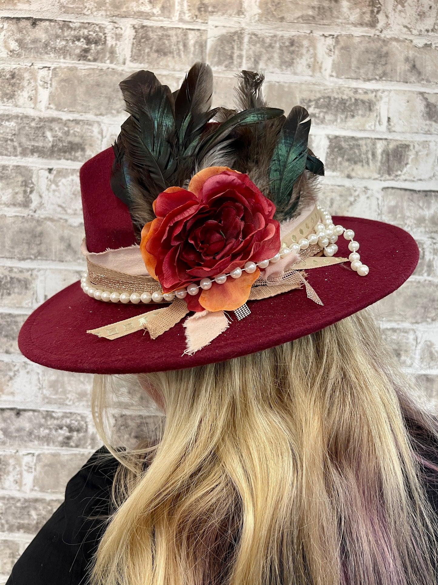 Maroon Wide Brim Western Fedoras Hats