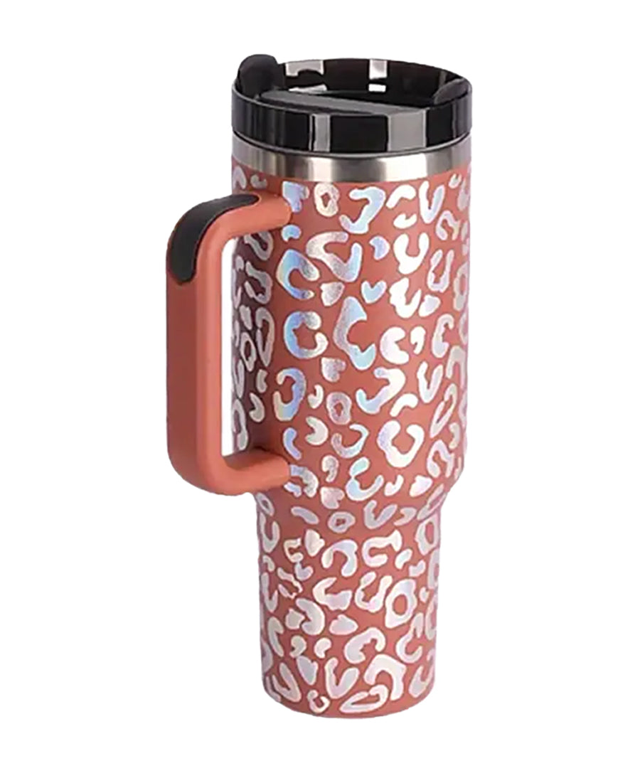 Red Rust Holographic Leopard Stainless Steel Double Wall Insulated Cup - 40oz