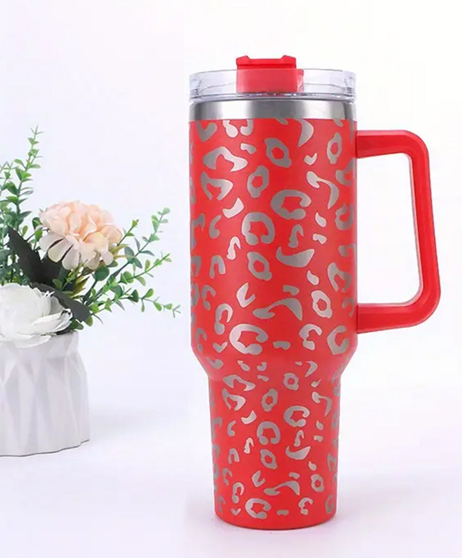 Red Leopard Stainless Steel Double Wall Insulated Cup - 40oz