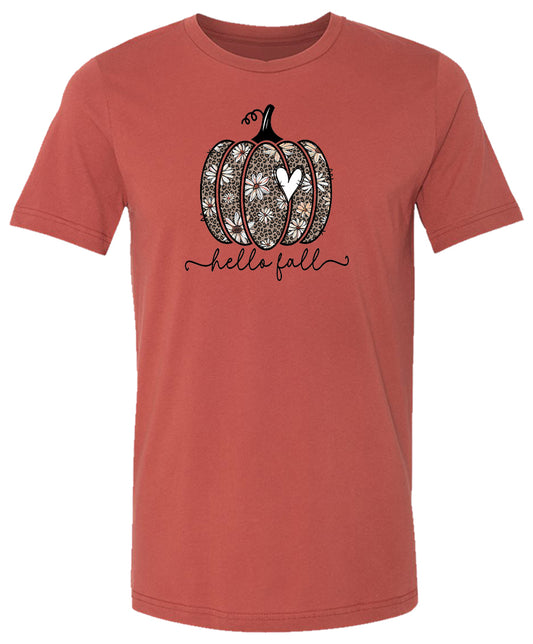 Leopard Daisy Hello Fall Pumpkin