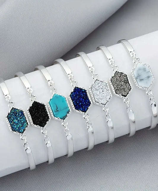 Silver Druzy Bangle Bracelets