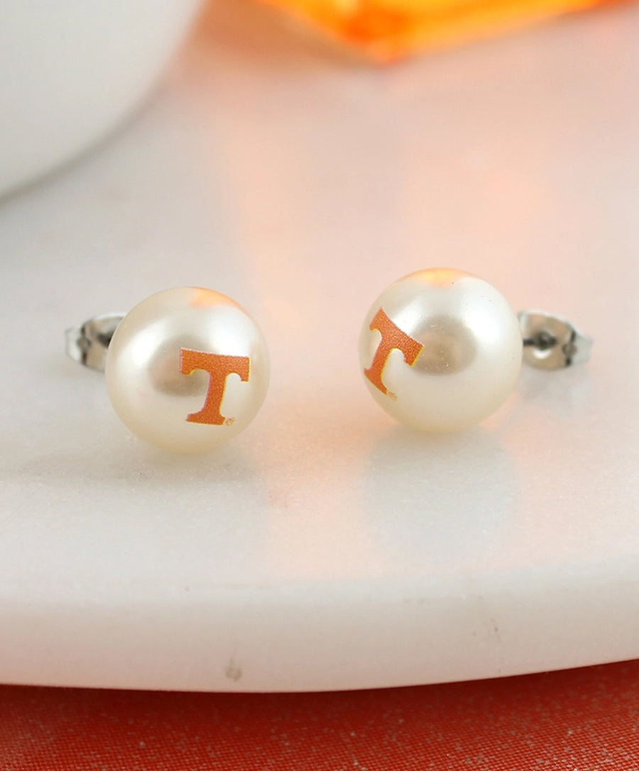 Tennessee Logo Pearl Stud Earrings