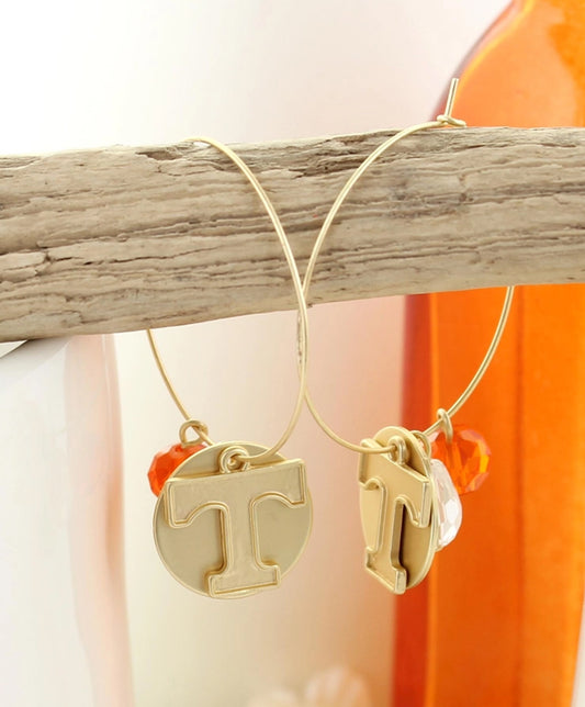 Tennessee Matte Gold Hoop Earrings
