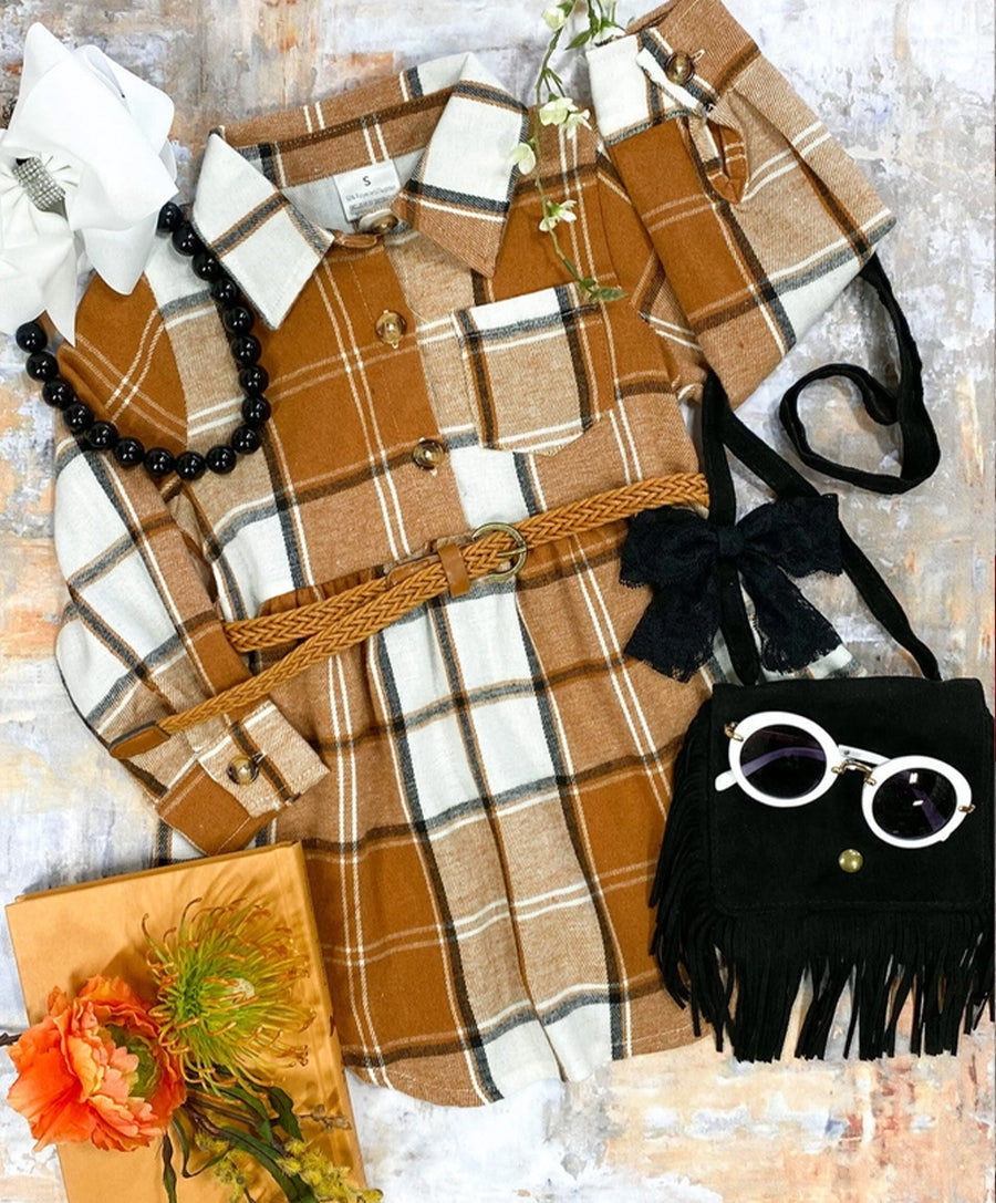 Caramel Plaid Flannel Dress