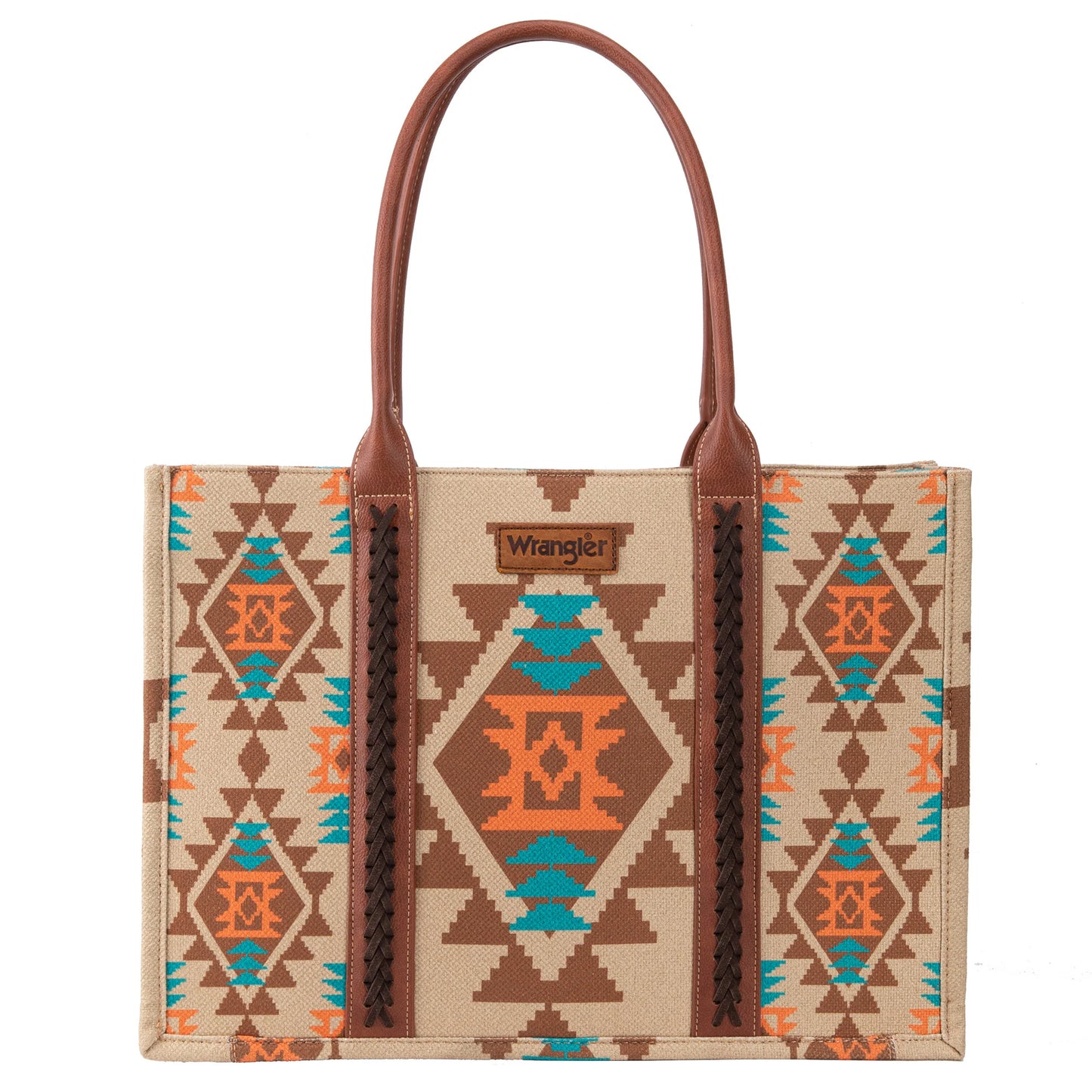 Wrangler Allover Aztec Dual Sided Print Canvas Wide Tote