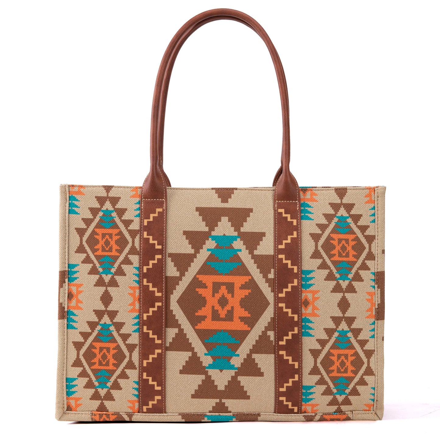 Wrangler Allover Aztec Dual Sided Print Canvas Wide Tote