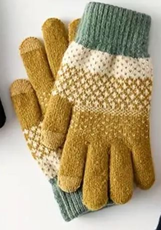 Striped Knitted Gloves