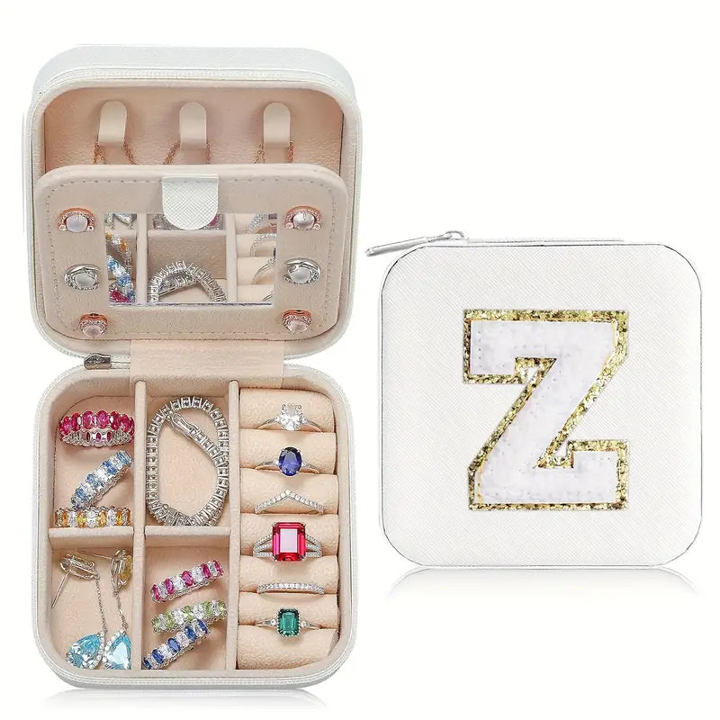 Chenille Letter Mini Travel Jewelry Box