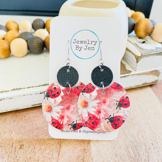 Luna Earrings: Ladybugs & Daisies