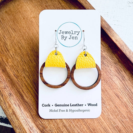 Wood Hoop Earrings: Yellow