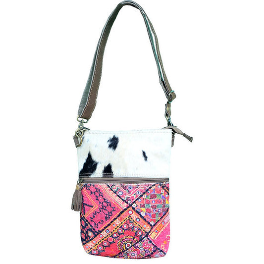 Recycled Fabric and Fur Shoulder Bag