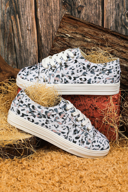 Leopard Print Laceless Slip On Canvas Shoes