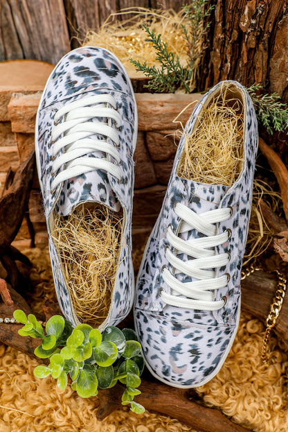 Leopard Print Laceless Slip On Canvas Shoes