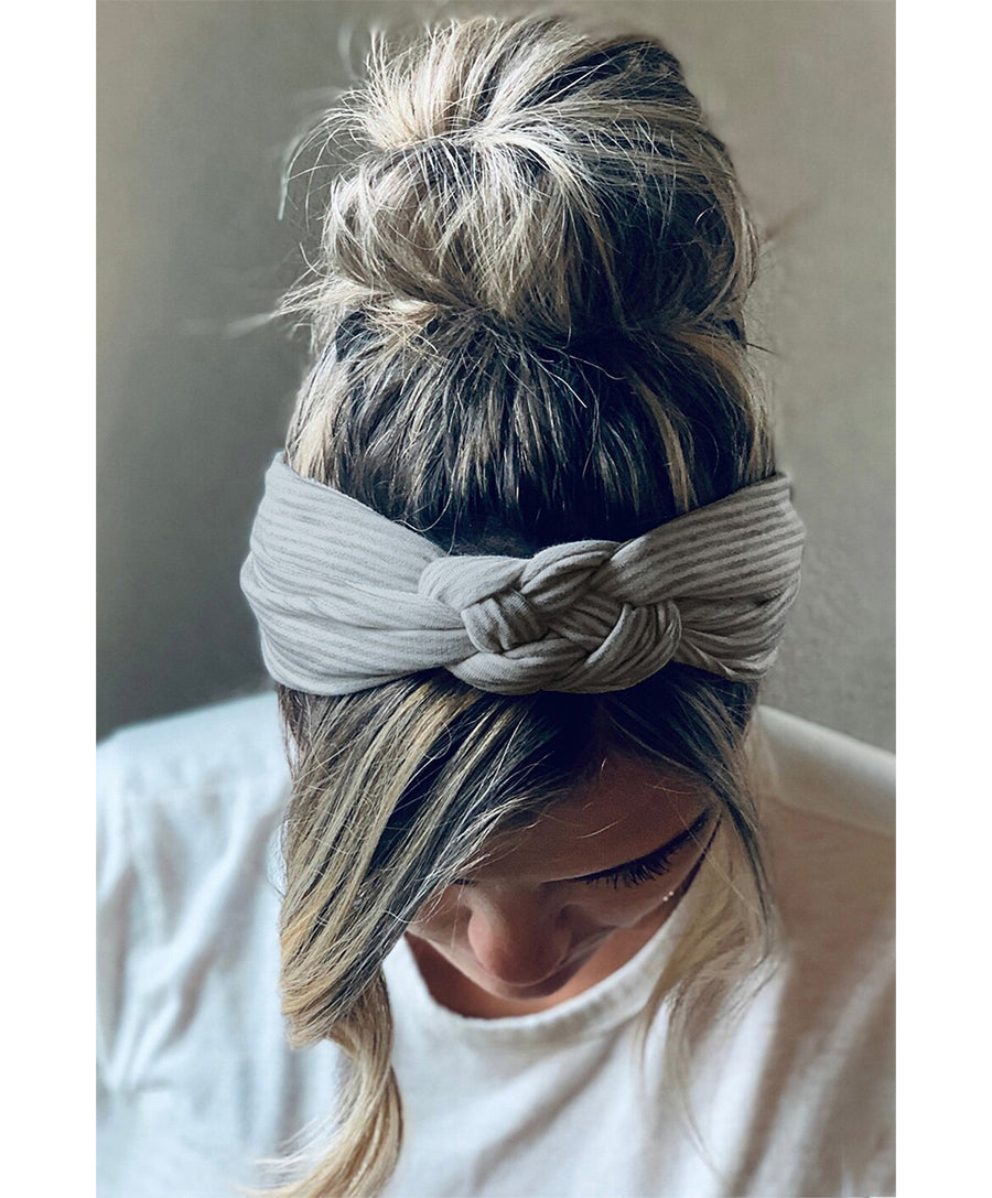 Braided Wide Headband - Gray