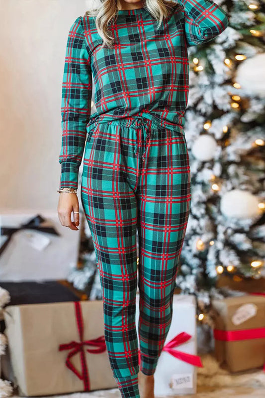 Green Plaid Pajama Set