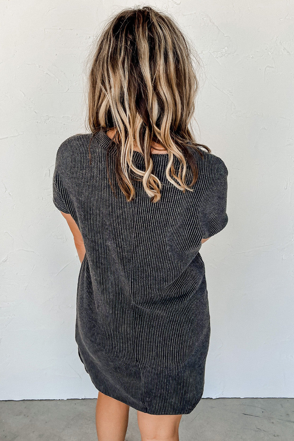Striped Ribbed Knit Tshirt Shift Dress Striped Ribbed Knit Tshirt Shift Dress