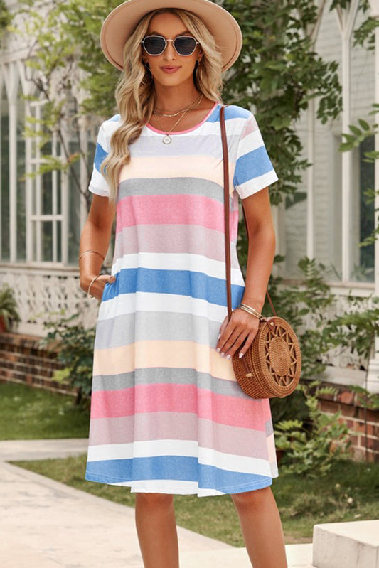Striped Pocket Tshirt Dress