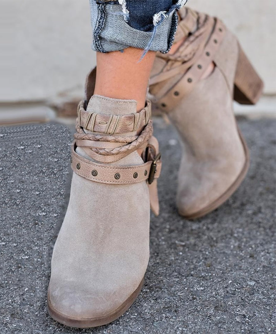 Ankle Strap Buckle Boots