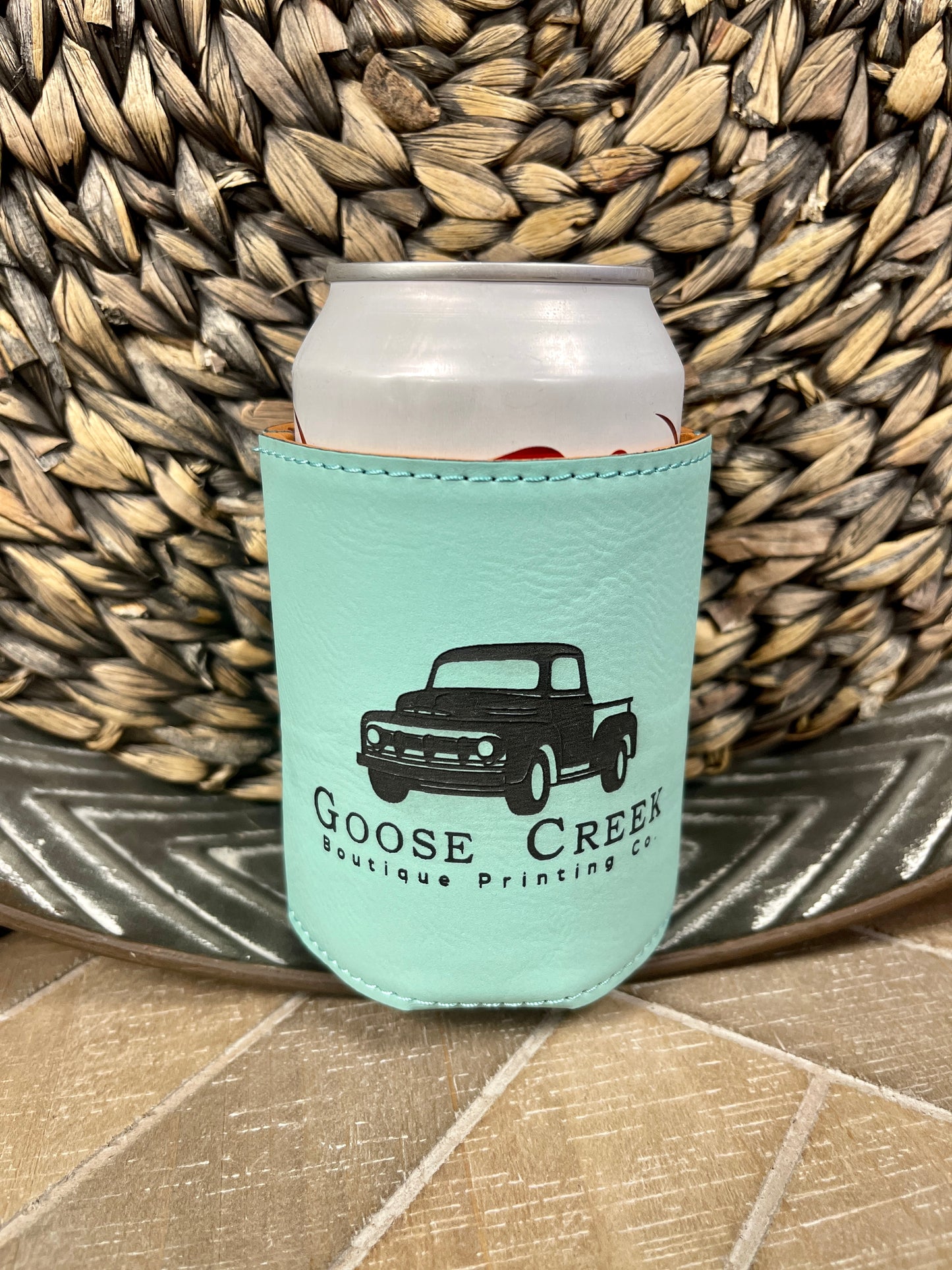 Leather Koozie (Regular Can): Goose Creek