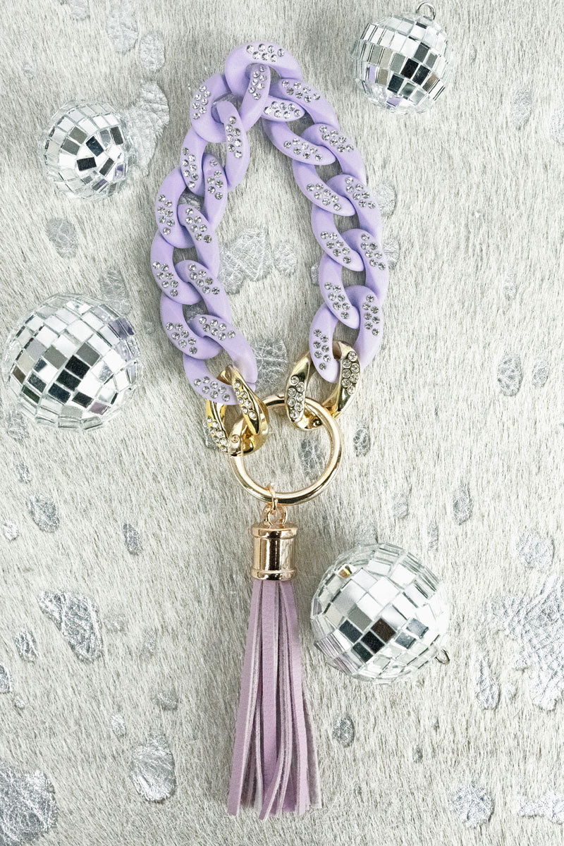 Selina Sparkle Lavender Chain Link Bracelet Keychain